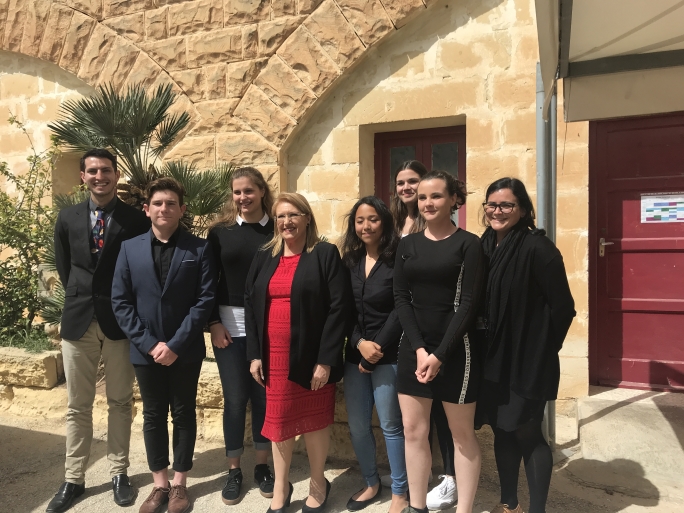 Anti-trafficking students meeting H.E The President of Malta